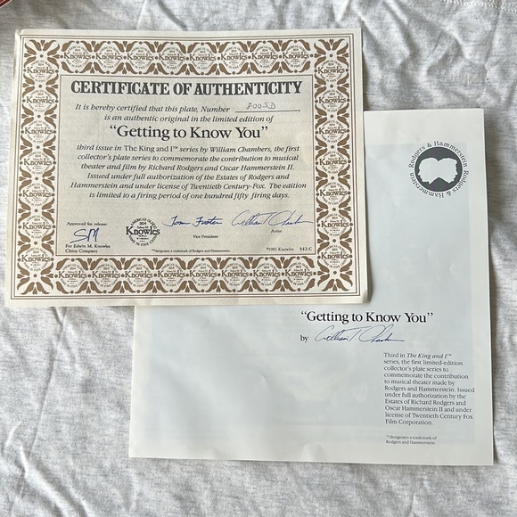 💖”Getting to know you.”  Numbered Collector Plate, 8 1/2 round, Plate # - Picture 2 of 2